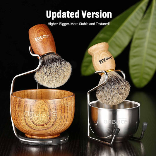 Anbbas Badger Hair Shaving Brush With Wood Handle,Large Soap Bowl,Stainless Steel Shaving Stand And 3.5 Oz Natural Shaving Soap Puck Refill For Men