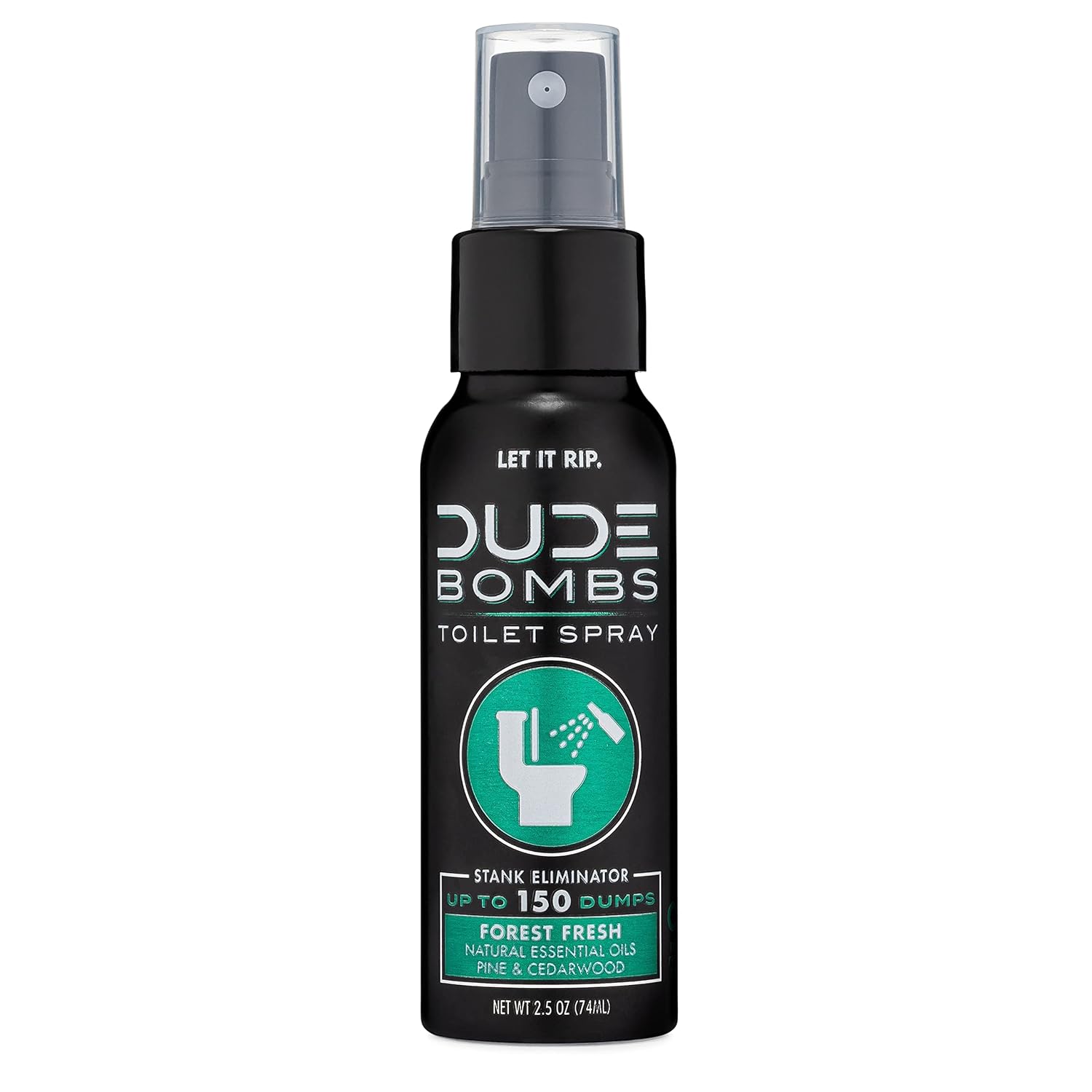 Dude Bombs - Toilet Spray - 2.5 Oz Spray Bottle – Forest Fresh Toilet Spray With Pine And Cedarwood Essential Oils - Stank Eliminator Up To 150 Dumps