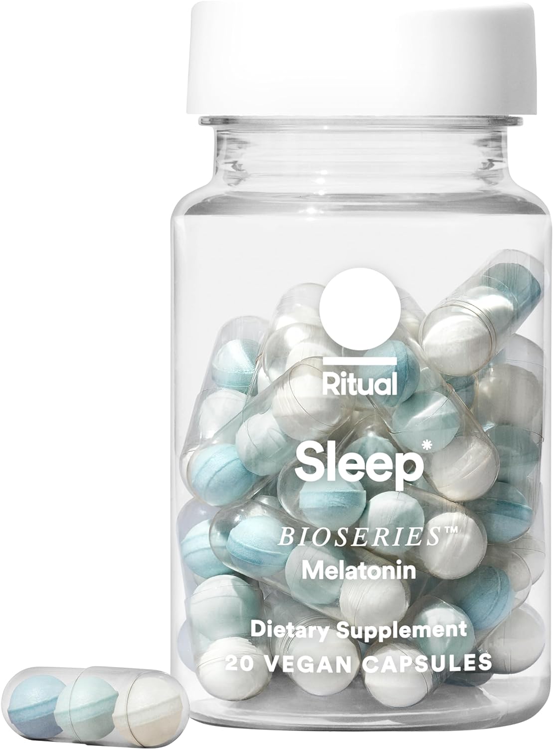 Ritual Sleep BioSeries? Melatonin: Sleep Aid for Adults, Sleep Supplement with Time Released Capsules, Drug Free Sleep Vitamins for Adults for All Night Sleep Support, 20 Capsules