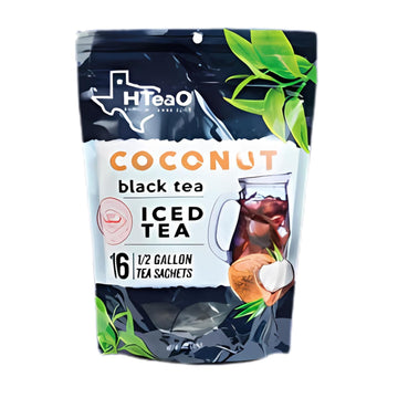 Hteao Coconut Black Tea Sachets - 8 Gallons Per Package - Real Texas-Style Flavored Iced Tea In 5 Minutes (Pack Of 16 Sachet Bags)