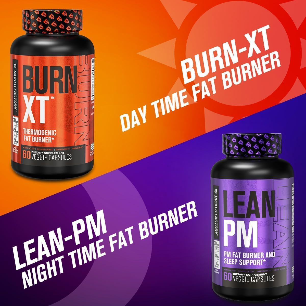 Jacked Factory Lean PM Night Time Fat Burner, Sleep Aid Supplement, & Appetite Suppressant for Men and Women - 180 Stimulant-Free Veggie Weight Loss Diet Pills : Health & Household