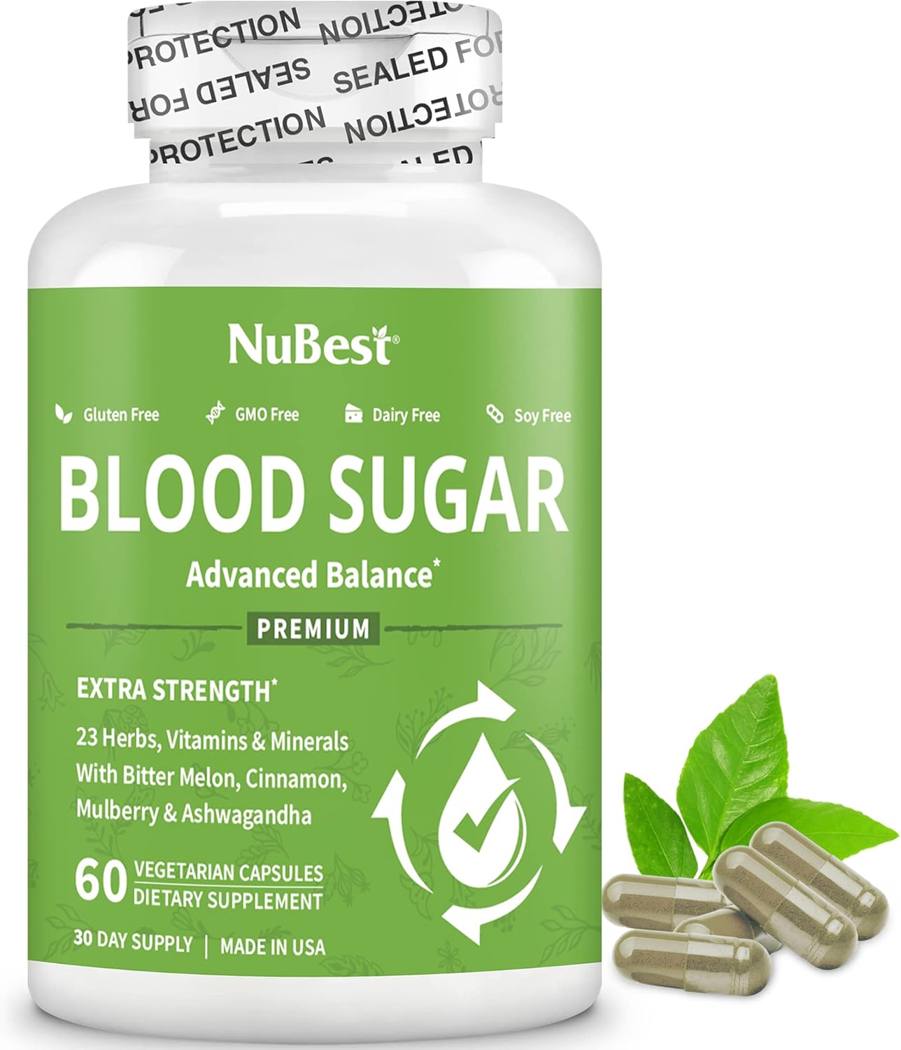 Blood Sugar - Advanced Formula With Bitter Melon, Ashwagandha, Cinnamon, Chromium, Magnesium, Vitamins, Alpha Lipoic Acid, Cayenne Pepper & More | 60 Vegan Capsules | 1 Month Supply