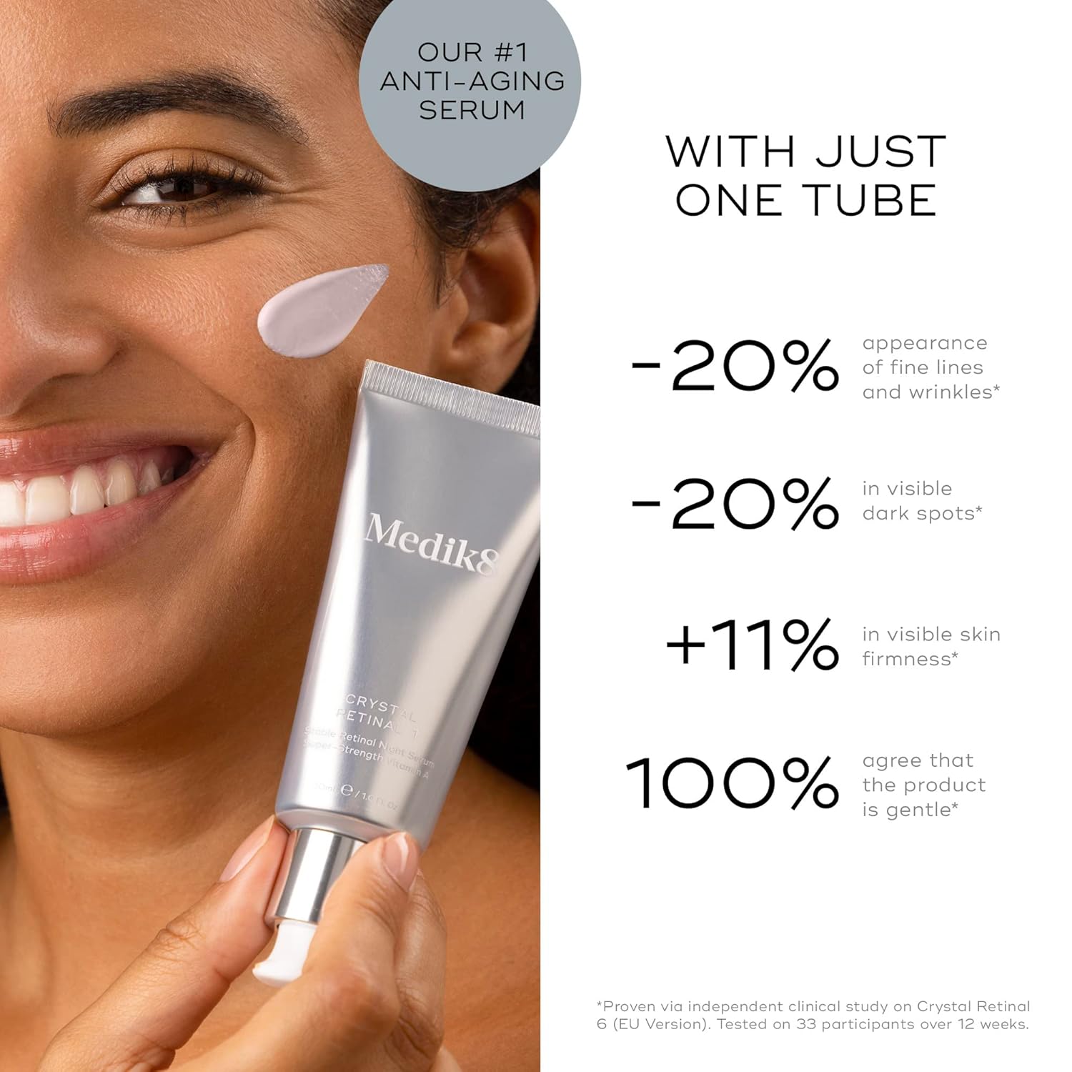Medik8 Crystal Retinal 3 - Brightening, Firming, Advanced Skin Retinaldehyde Serum - Smooths Wrinkles - Hyaluronic Acid, Glycerin, Vitamin E - 1 Oz : Beauty & Personal Care