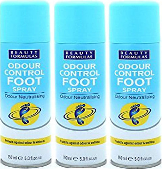 3 x Beauty Formulas Feet Care Odour Control Foot Spray 150ml
