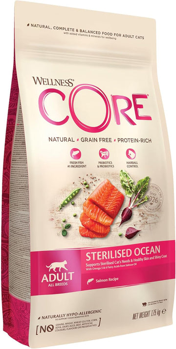 Wellness CORE Sterilised Ocean, Dry Cat Food, Cat Food Dry for Sterilised Cats, Grain Free, High Meat Content, Salmon & Tuna, 1.75 kg?10717