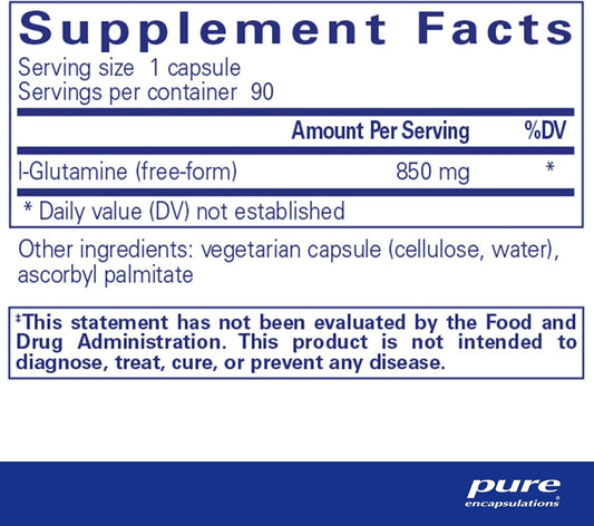 Pure Encapsulations L-Glutamine 850 Mg | Supplement For Immune And Digestive Support, Gut Health And Lining Repair, Metabolism Boost, And Muscle Support* | 90 Capsules