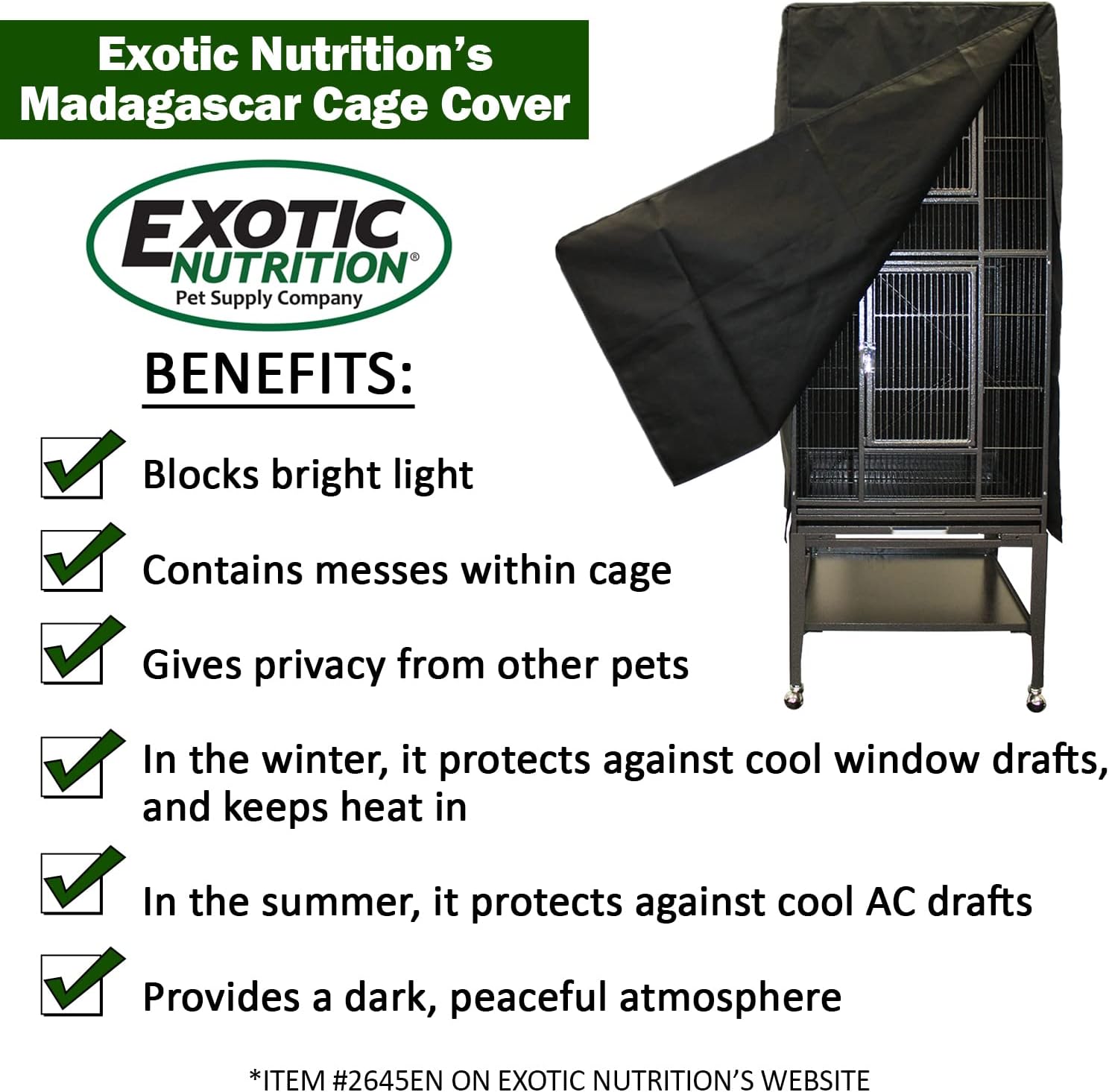 Exotic Nutrition Madagascar Cage Cover - Durable & Custom-Fitted : Pet Supplies