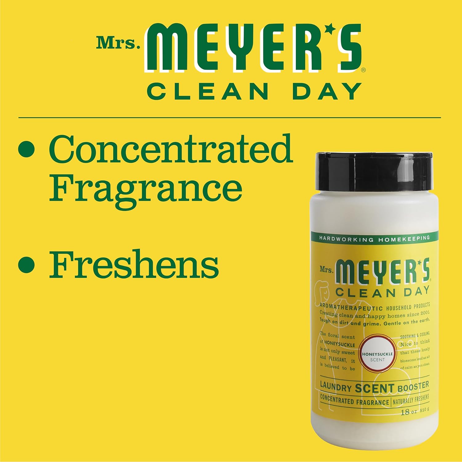 Mrs. Meyer'S Clean Day Laundry Booster, Pair With Liquid Laundry Detergent Or Detergent Pods, Honeysuckle, 18 Oz