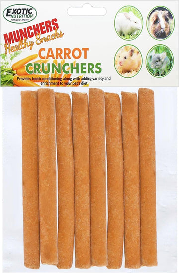 Munchers Carrot Crunchers (10 Pack) - Healthy Natural Carrot Chew Treat - Guinea Pigs, Hamsters, Rabbits, Degus, Prairie Dogs, Chinchillas, Squirrels, Opossums, Rats, Hamsters, Gerbils & Small Pets