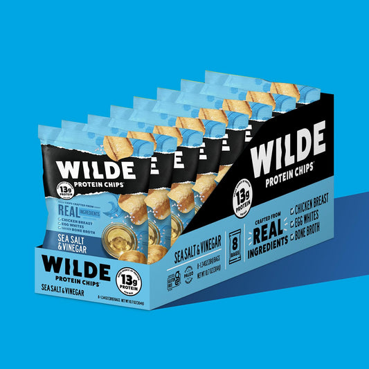 Wilde Protein Chips, Sea Salt And Vinegar (1.34 Ounce Bags, Pack Of 8 Bags)