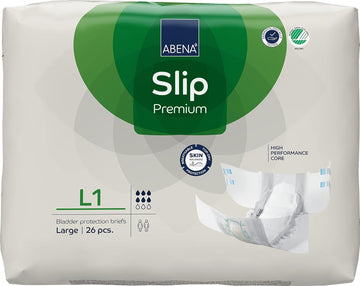 ABENA Slip Premium All-in-One Incontinence Pads for Men & Women, Eco-Labelled Womens, Mens, Large 1, 100-150cm Waist, 2500ml Absorbency, 26PK, White