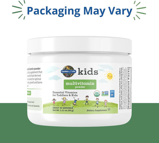 Garden of Life Kids Multivitamin Powder, Daily Vitamins and Minerals for Toddlers & Kids - Organic Toddler Multi Powder with 15 Vitamin C, D3, Zinc for Healthy Growth - Gluten Free - 30 Day Supply