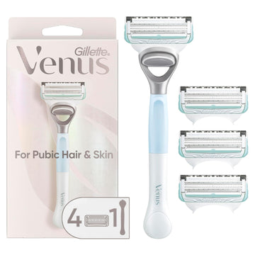 Gillette Venus for Pubic Hair and Skin, Bikini Razors for Women, Women's Razor Handle + 4 Blade Refills