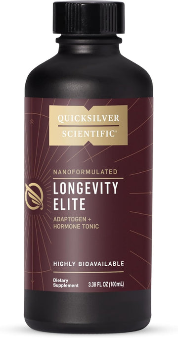 Quicksilver Scientific Longevity Elite - Liposomal Adaptogen + Pregnenolone Tonic - Herbal Supplements Designed For Age Optimization Support While Targeting Ampk, Sirtuins + Telomeres (100Ml)