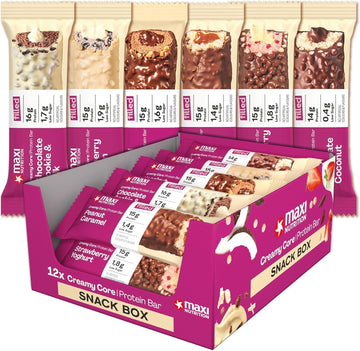 Maxinutrition Creamy Core Protein Bar - Snack - Fat-Free, Low In Sugar - 16G Protein - Chocolate Cookie & Milk, 188 Kcal Per Serving, Maxi Nutrition 12 X 45G Bar