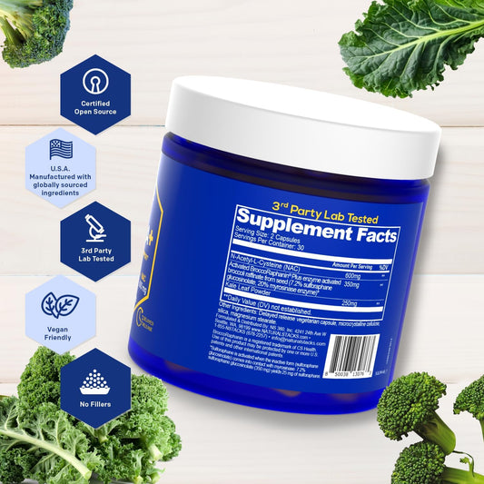 Natural Stacks Sulforaphane Supplement 25Mg - Organic Broccoli Sprouts Supplement - Superfood Kale Leaf Powder With N-Acetyl-L-Cysteine (Nac) - Brain Health Supplements, 120 Vegan Capsules