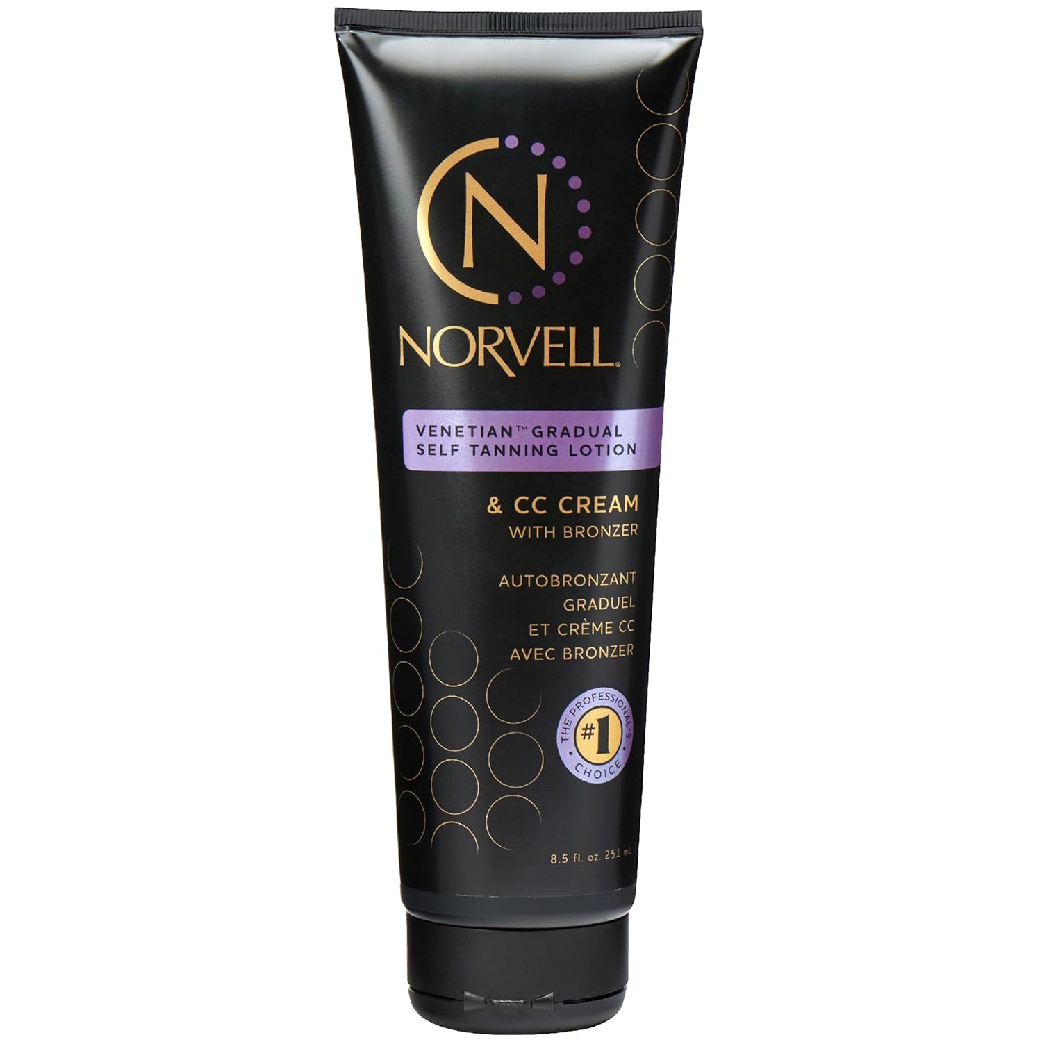 Norvell Venetian Sunless Self Tanner Gradual Color Extender Moisturizing Lotion, 8.5 Fl.Oz - Self Tanning Cream With Violet And Brown Tone, Instant Bronzers Fake Tan