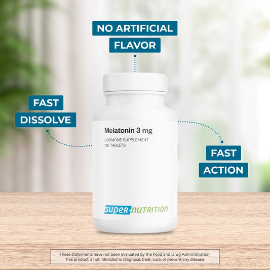 Supersmart - Melatonin 3Mg (Fast Dissolve) - Natural & Restful Sleep - Use For Jet Lag & Night Shifts Work | Non-Gmo & Gluten Free - 150 Tablets