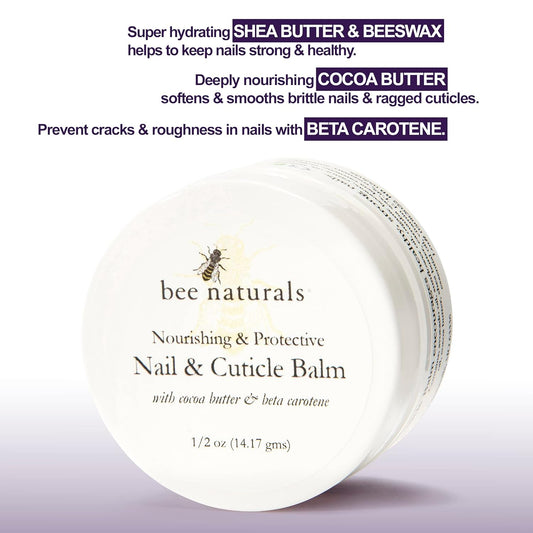 Bee Naturals Nail Balm and Cuticle Oil - Gift Set For Mousitering Cuticles - For Splitting, Dryness, Hangnails - Revitalizes and Softens with Vitamin E - Lavender, Lemon, Tea Tree, and Tangerine