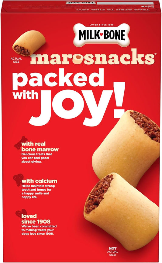 Milk-Bone Marosnacks Dog Treats, Beef, 15 Ounce (Pack Of 6) With Real Bone Marrow And Calcium