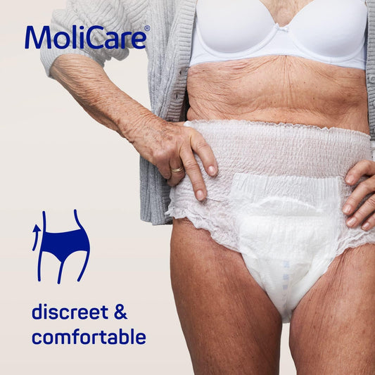 Molicare Premium Mobile Disposable Underpants: Discreet Usage For Woman And Men With Incontinence; 6 Drops, Size S, Pack Of 56, White