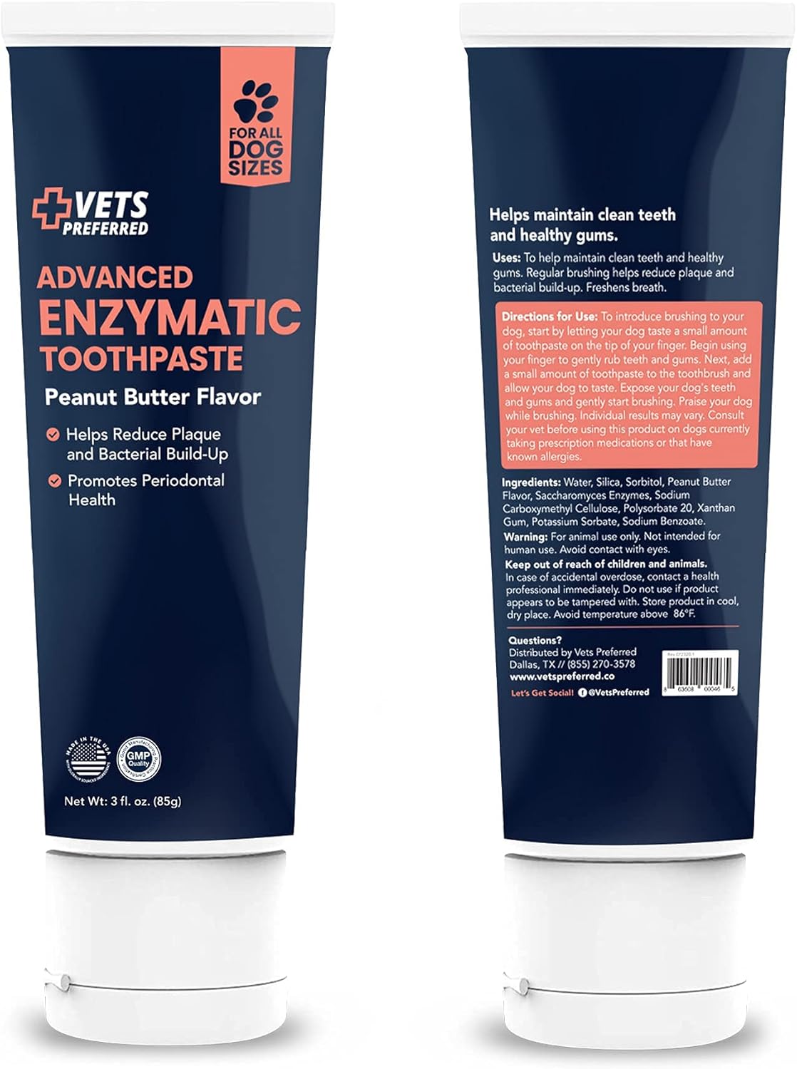 Vets Preferred Dog Toothpaste & Freshener, Advanced Enzymatic Toothpaste & Oral Care Water Additive for Dogs : Pet Supplies