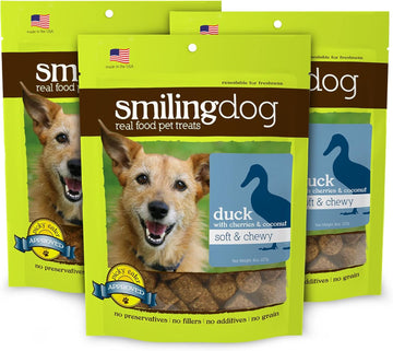 Herbsmith Smiling Dog Treats - Soft And Chewy Dog Treats For Senior Dogs [Bundle Of Duck & Superfood]
