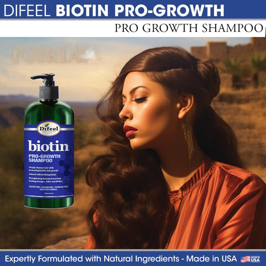 Difeel Pro-Growth Biotin Shampoo 12 Oz. - Shampoo For Thinning Hair And Hair Loss, Paraben-Free Shampoo With Biotin For Hair Growth