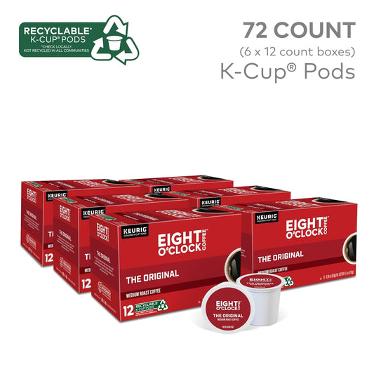 Eight O'Clock Coffee The Original, Keurig Single Serve K-Cup Pods, Medium Roast, 72 Count (6 Packs Of 12)