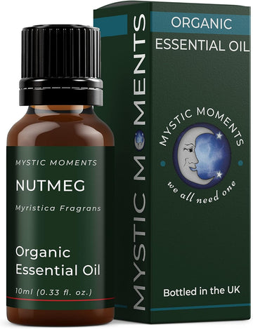 Mystic Moments | Organic Nutmeg Essential Oil 10ml - Pure & Natural oil for Diffusers, Aromatherapy & Massage Blends Vegan GMO Free