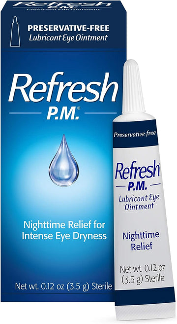 Refresh P.M. Lubricant Eye Ointment, Nighttime Relief, Preservative-Free, 0.12 Oz Sterile, Packaging May Vary