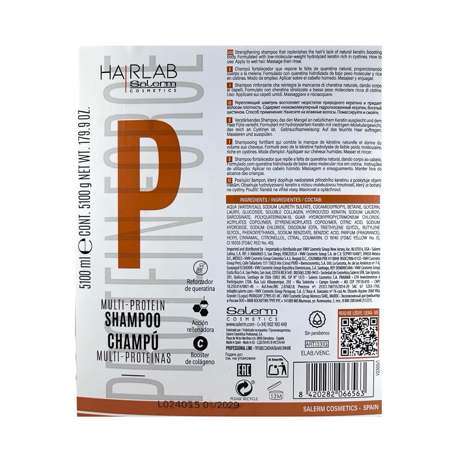 Salerm Gold Line Protein Shampoo For Unisex, 5100Ml : Beauty & Personal Care