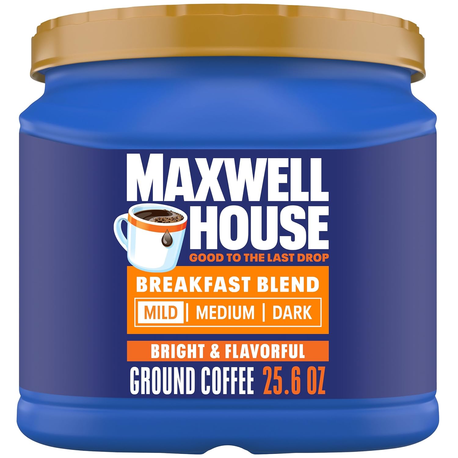 Maxwell House Breakfast Blend Mild Roast Ground Coffee, 25.6 Oz Canister
