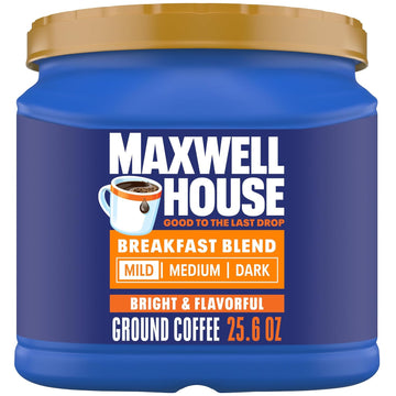 Maxwell House Breakfast Blend Mild Roast Ground Coffee, 25.6 Oz Canister