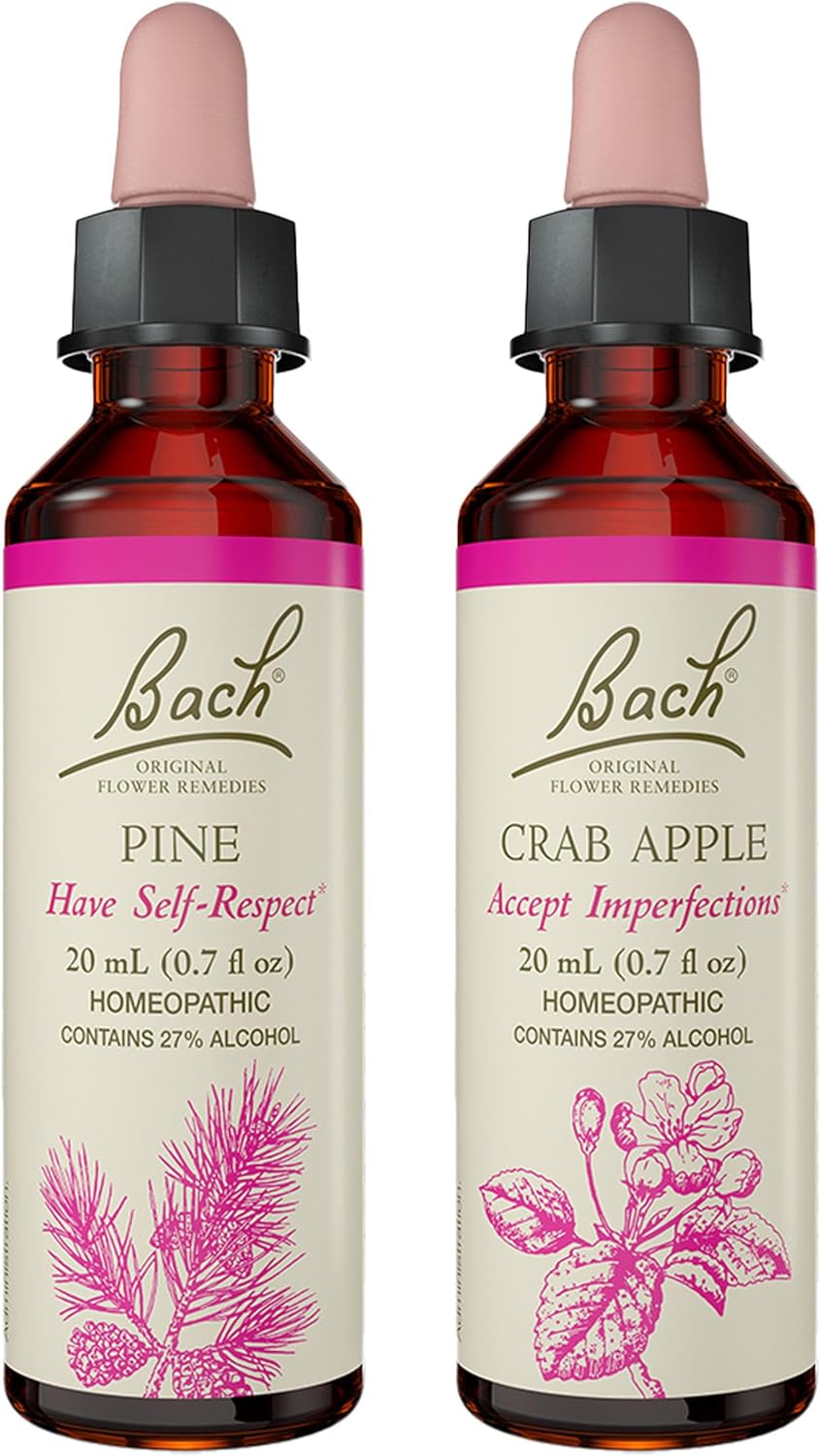 Bach Original Flower Remedies 2-Pack, "Have Self-Respect" - Crab Apple, Pine, Homeopathic Flower Essences, Vegan, 20mL Dropper x2, Empty Mixing Bottle x1