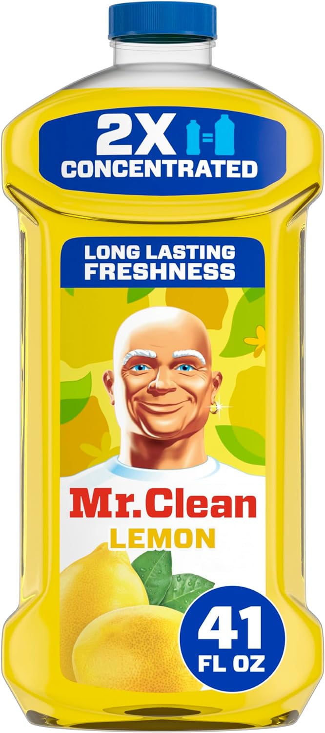 Mr. Clean 2X Concentrated Multi Surface Cleaner With Lemon Scent, All Purpose Cleaner, 41 Fl Oz
