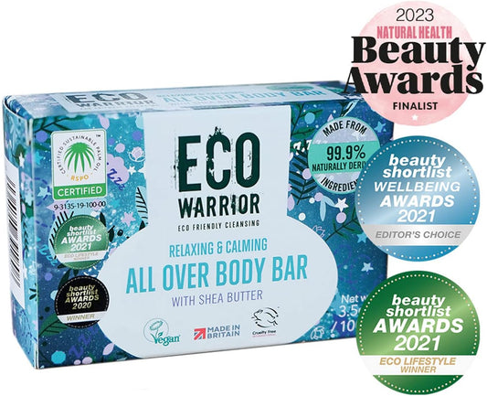 Eco Warrior All Over Body Soap Bar - Vegan, Cruelty Free, No Sls Or Parabens, Deeply Nourishing Shea Butter, Body And Hand Soap Bar, Little Soap Company, 100 G (Pack Of 2)