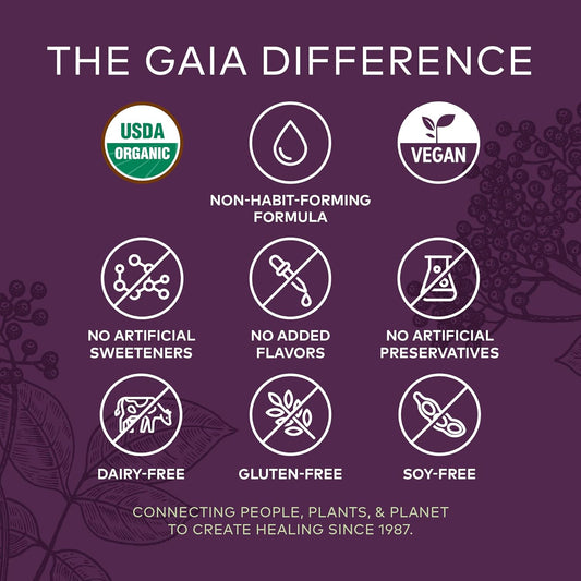 Gaia Herbs Black Elderberry, Nighttime Syrup-Immune Support Supplement-with Organic Black Elderberries, California Poppy & Lemon Balm for Restful Sleep & Immune Defense-5.4   (32-Day Supply)