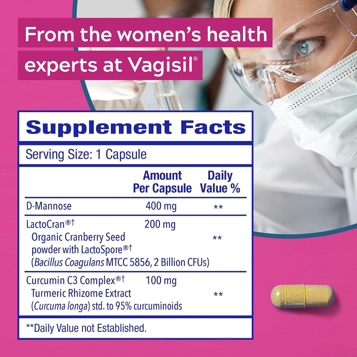 Vagisil Urinary Tract Health Supplements, Clinically-Proven Probiotics, Protects Urinary Tract Health, Clean Ingredients, Helps Cleanse and Flush UTI-Causing Bacteria, 1 Capsule Daily, 30 Capsules : Health & Household
