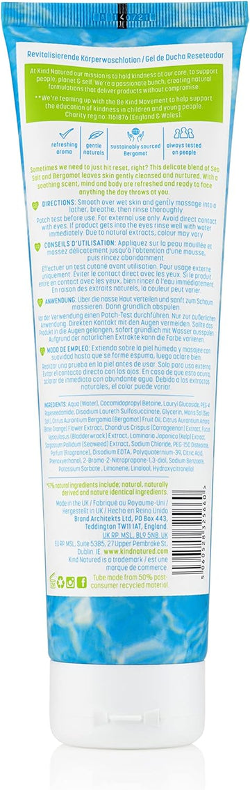 Kind Natured The Resetting Body Wash, Natural Sea Salt And Bergamot Vegan Shower Gel, 300Ml