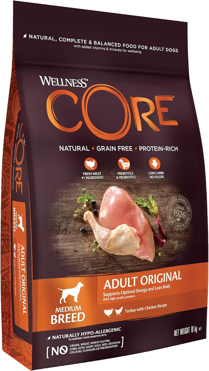 Wellness CORE Adult Original, Dry Dog Food, Dog Food Dry, Grain Free Dog Food, High Meat Content, Turkey & Chicken, 10 kg?10753