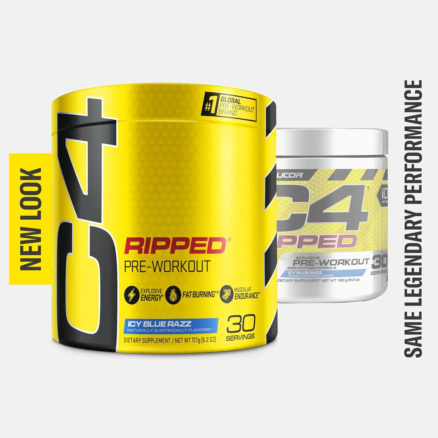 Cellucor C4 Ripped Pre Workout Powder ICY Blue Razz | Creatine Free + 