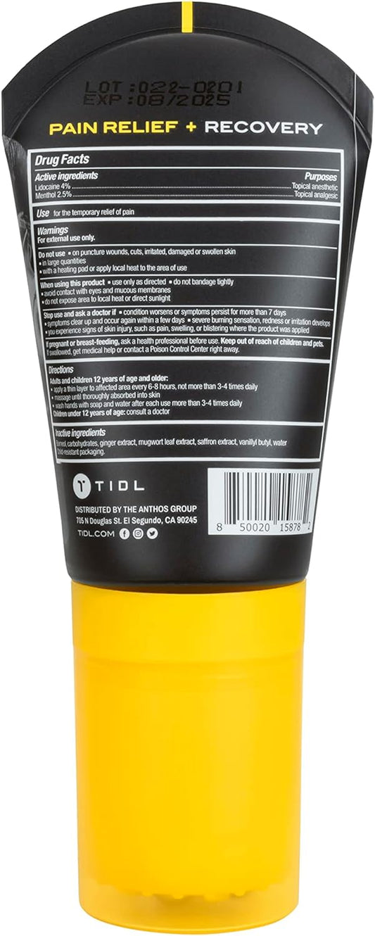 TIDL Roll On Pain Relief with Massager Head - Maximum Strength with Warming Relief - Formulated with Lidocaine and Menthol - Targeted Pain Relief for Muscle and Joint Pain - Plant-Based Formula, 3 oz