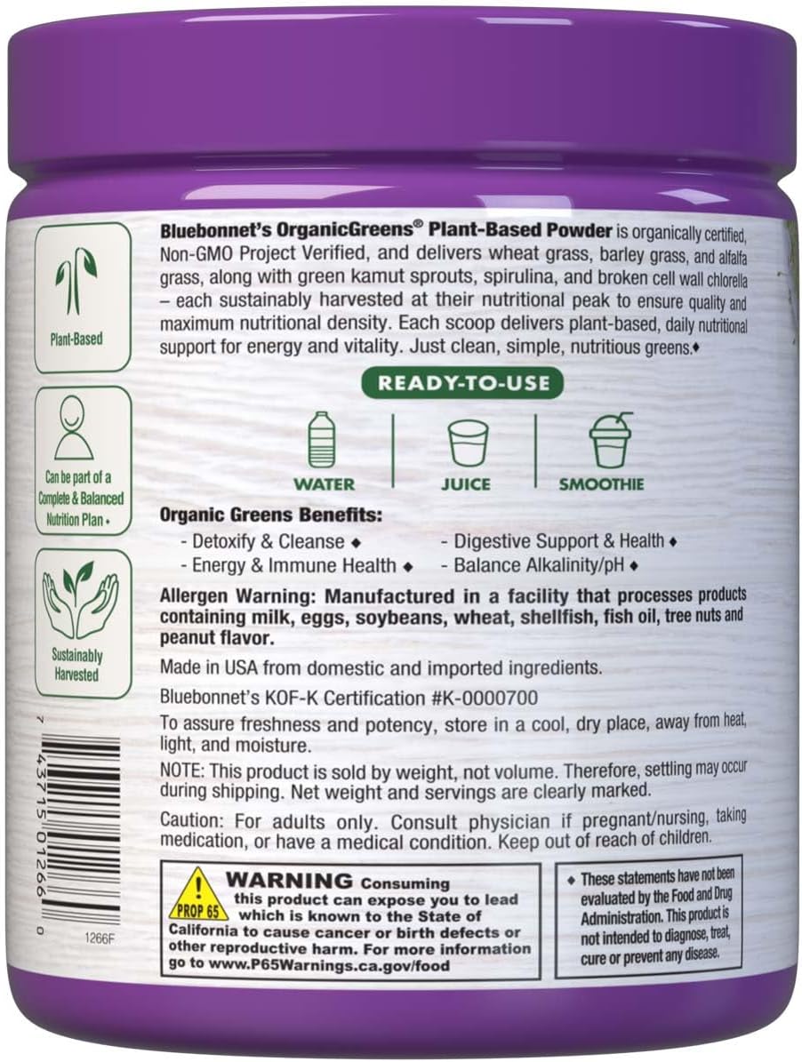 Bluebonnet Nutrition Super Earth Organic, Green Powder, 7.4 Oz