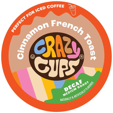 Crazy Cups Decaf Flavored Coffee Pods, Decaffeinated Cinnamon French Toast Flavored Coffee, Single Serve Hot Or Iced Medium Roast Coffee For Keurig K Cups Machines, 22 Count