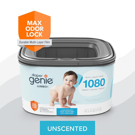 The Diaper Genie Jumbo+ Square Refill, With Continuous Film, Can Hold Up To 1080 Newborn-Sized Diapers Per Refill