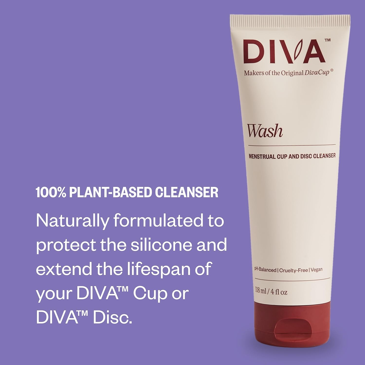 DIVA Wash - Menstrual Cup & Disc Cleanser - Requires One Drop Only - Wash for Period Care - 100% Plant-Based Cleansing Wash - Fresh Citrus Scent - 4 Fl Oz : Health & Household