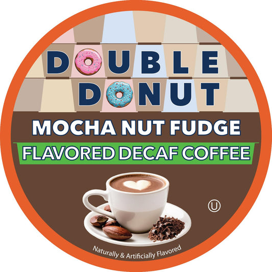 Double Donut Medium Roast Decaf Coffee Pods, Mocha Nut Fudge Flavored, For Keurig K-Cup Machines, 80 Single-Serve Capsules Per Box