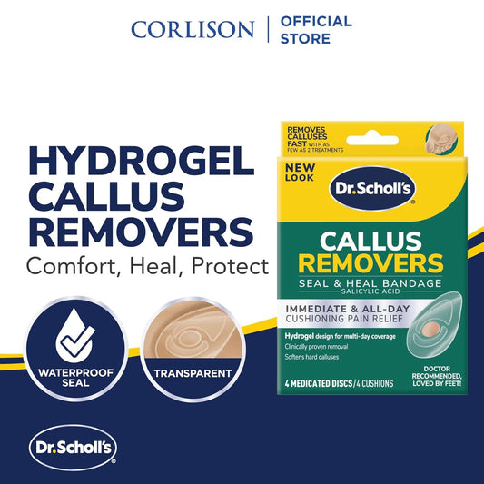 Dr. Scholl'S Callus Remover Seal & Heal Bandage With Hydrogel Technology, 4Ct // Removes Calluses Fast And Provides Cushioning Protection Against Shoe Pressure And Friction For All-Day Pain Relief