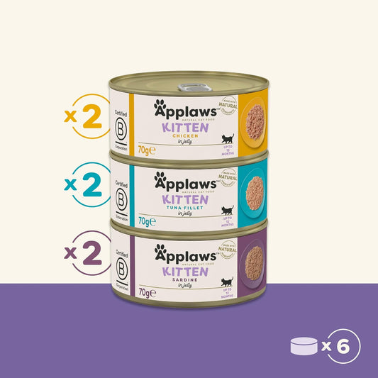 Applaws Natural Cat Food, Kitten Multipack Chicken and Fish Selection in Broth Tin, 6 x 70 g?9103727
